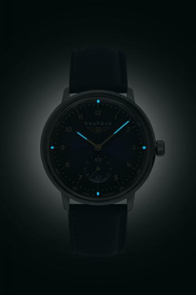 Bauhaus Damenuhr Quarz mit kleiner Sekunde mit Lederarmband